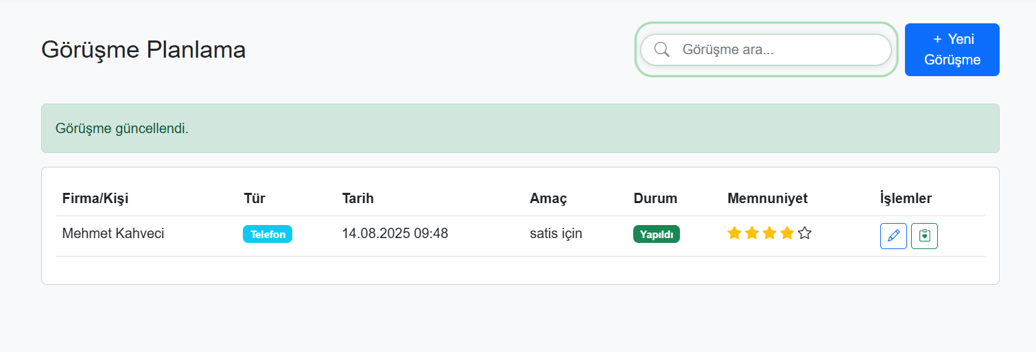 Görüşme Planlama